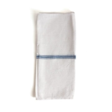 A white kitchen side towel over a white background.